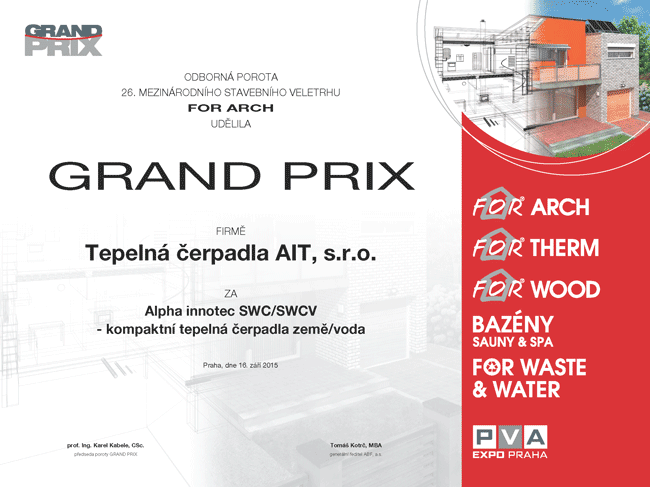 Certifikát GRAND PRIX pro SWC/SWCV